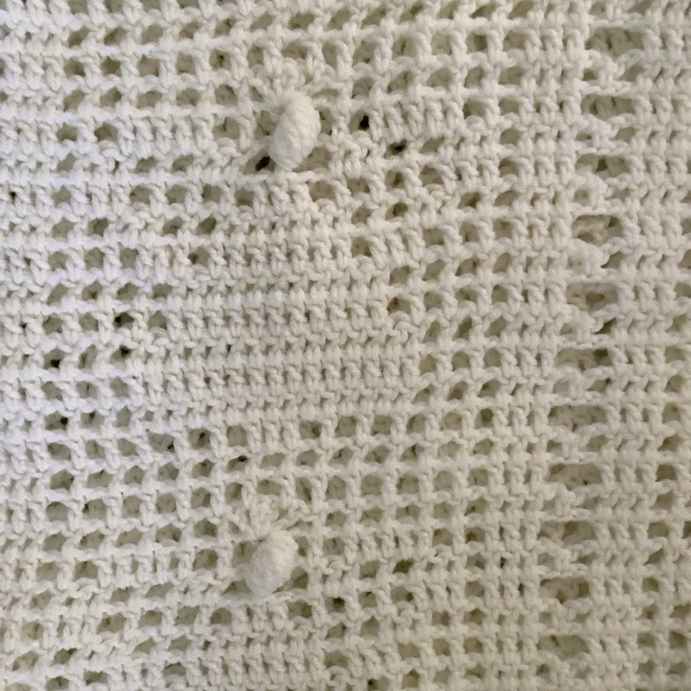 VTG Handmade  Crochet Afghan White Throw Blanket 50 x 60 Excellent Condition